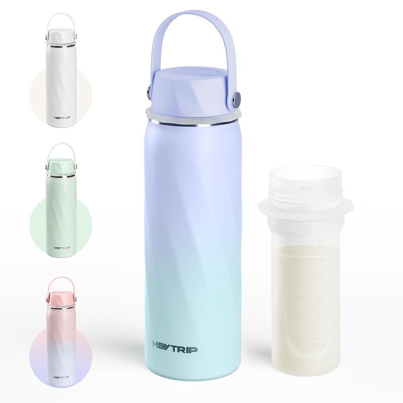 HEYTRIP Portable Breastmilk Cooler - 20oz Stainless Steel Milk Chiller Bottle for Travel & Work | Reusable Breastmilk Storage Container, 36+ Hour Cooling, TSA Approved | Violet Aurora - Image 1